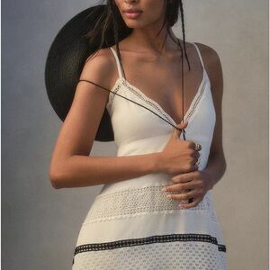 By Anthropologie Sleeveless V-Neck Lace Midi Dress